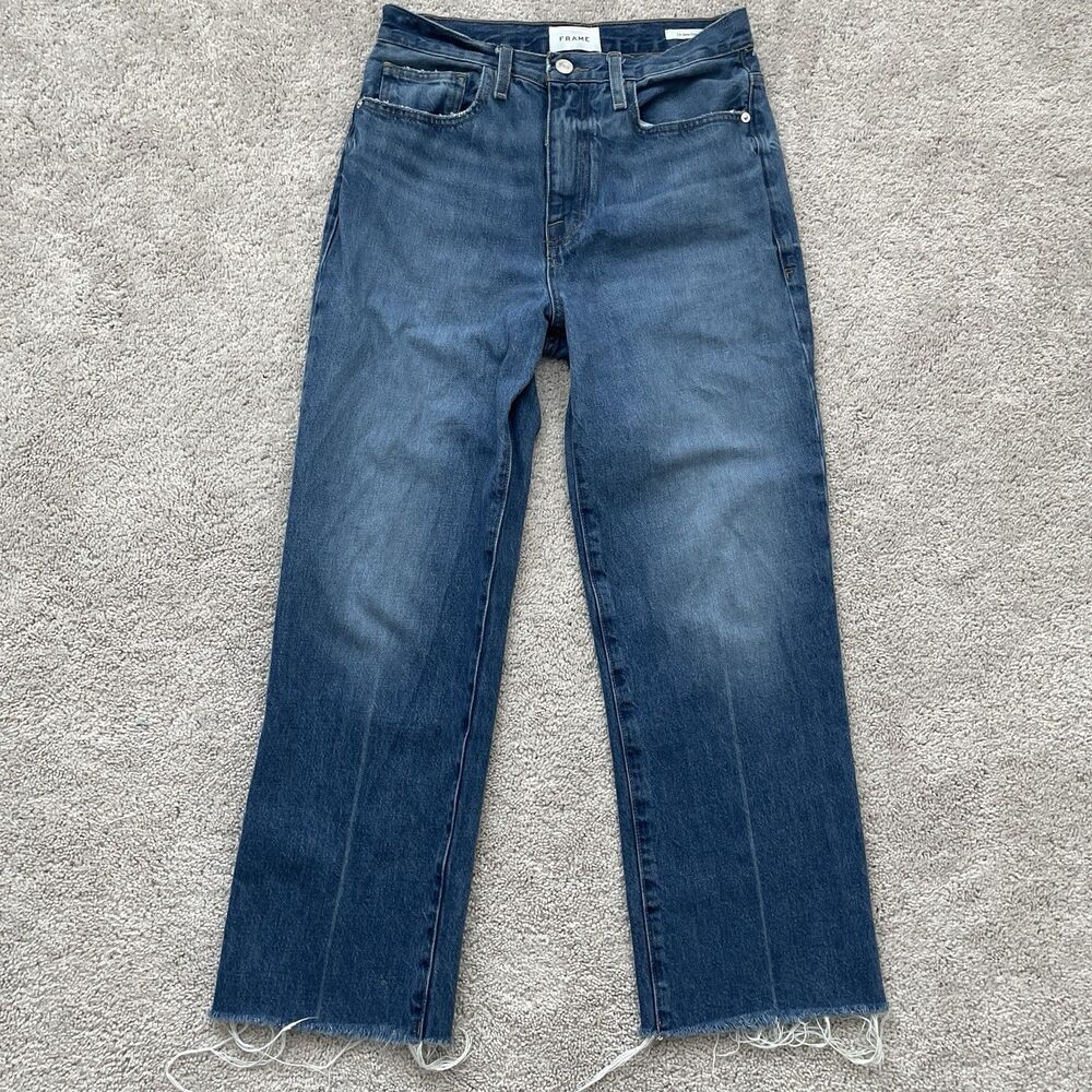 FRAME Le Jane Crop Jeans Del Amo Grind Blue High Rise Straight Leg 26x27